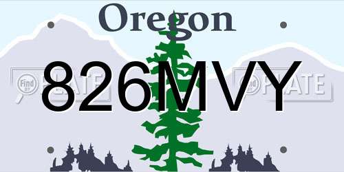 826MVY Oregon License Plate