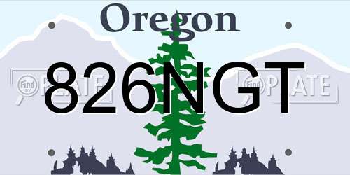 826NGT Oregon License Plate
