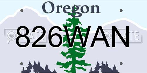 826WAN Oregon License Plate