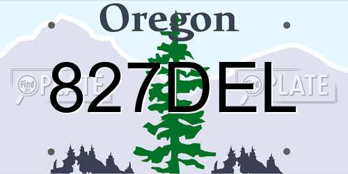 827DEL Oregon License Plate