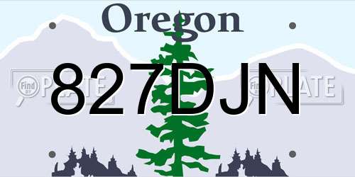 827DJN Oregon License Plate