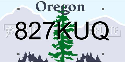 827KUQ Oregon License Plate