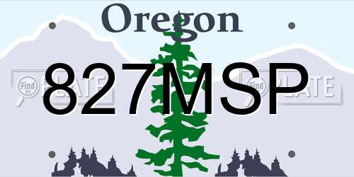 827MSP Oregon License Plate