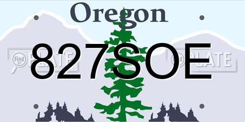 827SOE Oregon License Plate