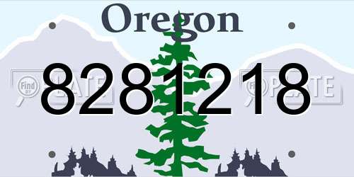 8281218 Oregon License Plate