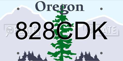 828CDK Oregon License Plate