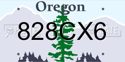 828CX6 Oregon License Plate