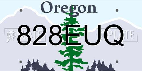 828EUQ Oregon License Plate