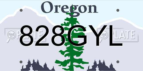 828GYL Oregon License Plate