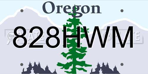 828HWM Oregon License Plate
