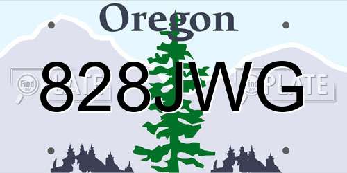 828JWG Oregon License Plate