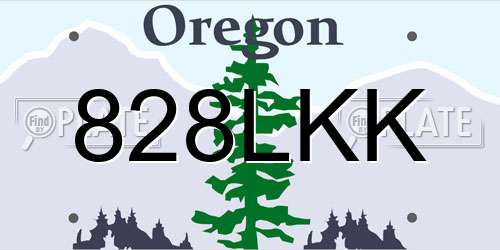 828LKK Oregon License Plate