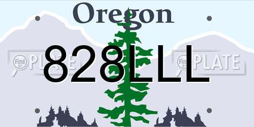 828LLL Oregon License Plate