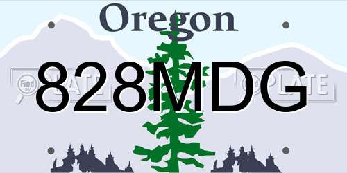 828MDG Oregon License Plate