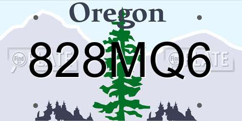 828MQ6 Oregon License Plate