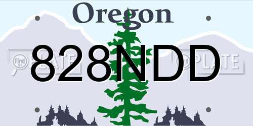 828NDD Oregon License Plate