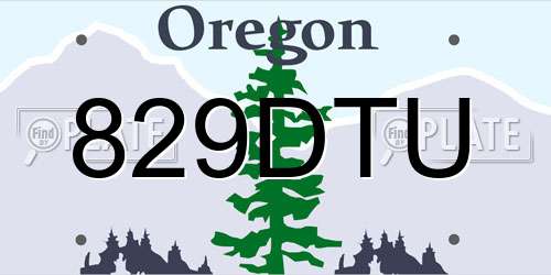 829DTU Oregon License Plate
