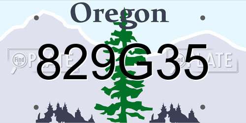 829G35 Oregon License Plate