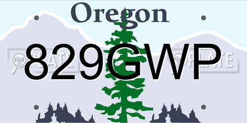 829GWP Oregon License Plate