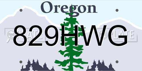 829HWG Oregon License Plate