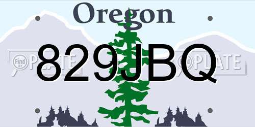 829JBQ Oregon License Plate