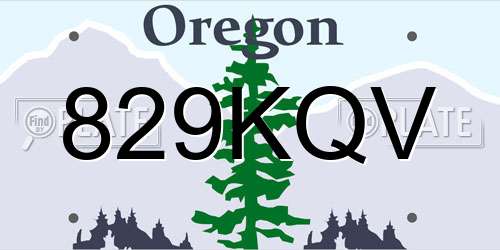 829KQV Oregon License Plate