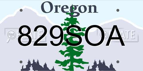 829SOA Oregon License Plate