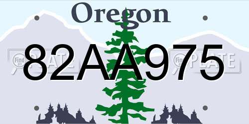 82AA975 Oregon License Plate