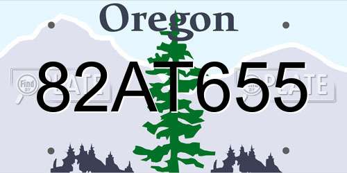 82AT655 Oregon License Plate