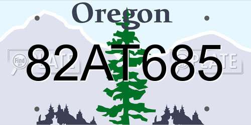 82AT685 Oregon License Plate