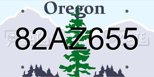 82AZ655 Oregon License Plate