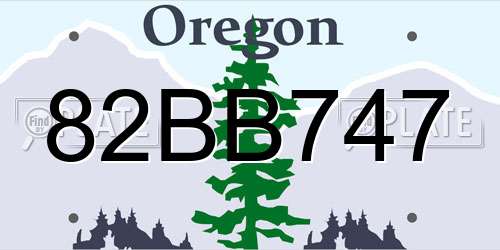 82BB747 Oregon License Plate