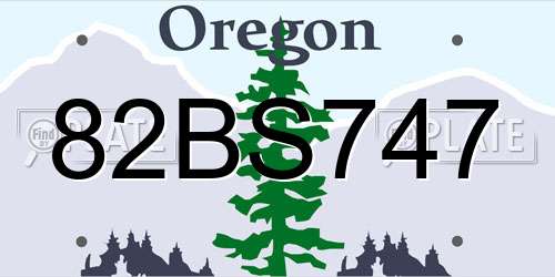 82BS747 Oregon License Plate