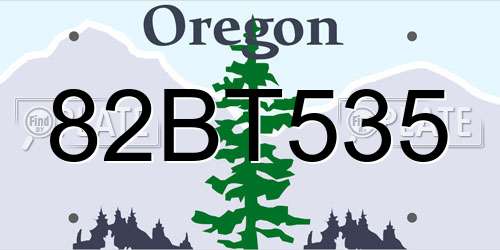 82BT535 Oregon License Plate