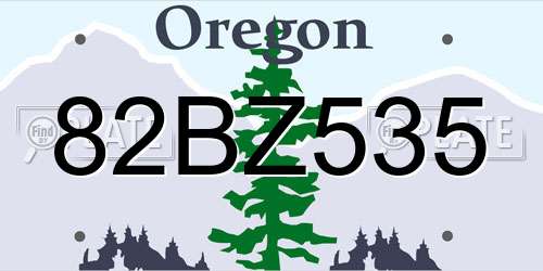 82BZ535 Oregon License Plate
