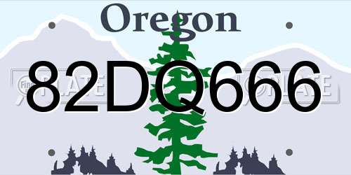 82DQ666 Oregon License Plate