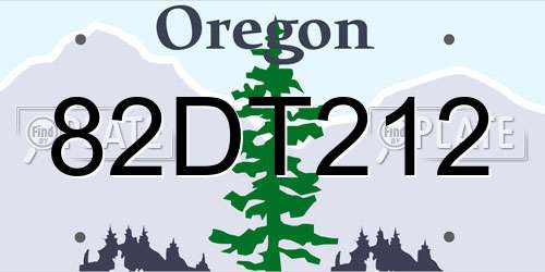 82DT212 Oregon License Plate