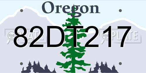 82DT217 Oregon License Plate