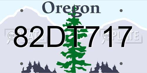 82DT717 Oregon License Plate