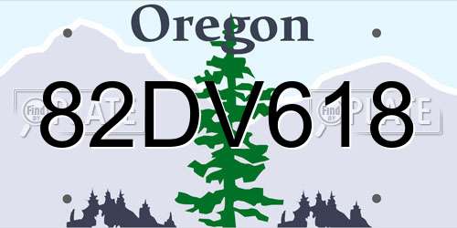 82DV618 Oregon License Plate