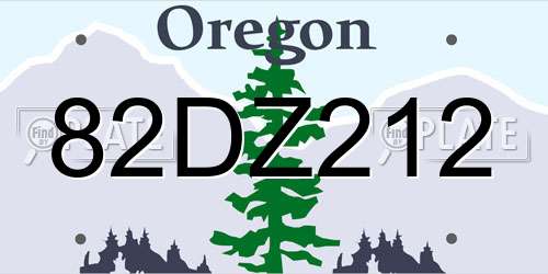 82DZ212 Oregon License Plate