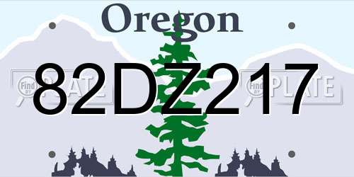 82DZ217 Oregon License Plate