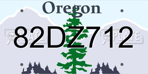 82DZ712 Oregon License Plate