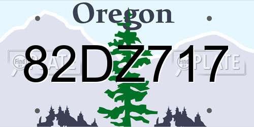 82DZ717 Oregon License Plate