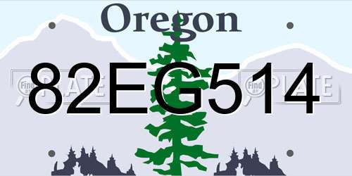 82EG514 Oregon License Plate
