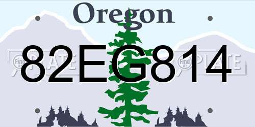 82EG814 Oregon License Plate