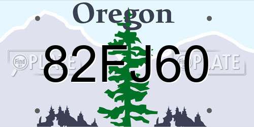 82FJ60 Oregon License Plate