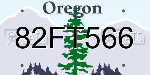 82FT566 Oregon License Plate