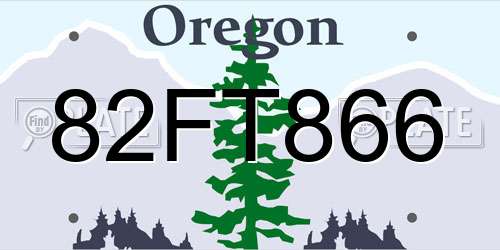 82FT866 Oregon License Plate