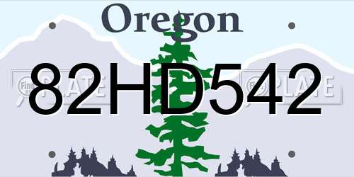 82HD542 Oregon License Plate